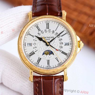 PPF Replica Patek Philippe 5159 Perpetual Calendar Engraved Case Yellow Gold